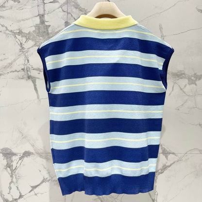 Color-Blocked Stripe Knit Blazer