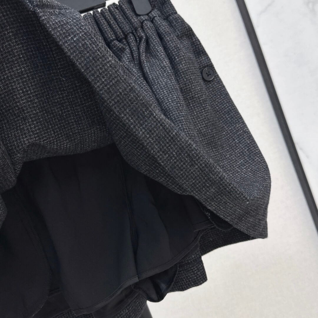 Vintage-Inspired Elegant Wool Flared Mini Skirt