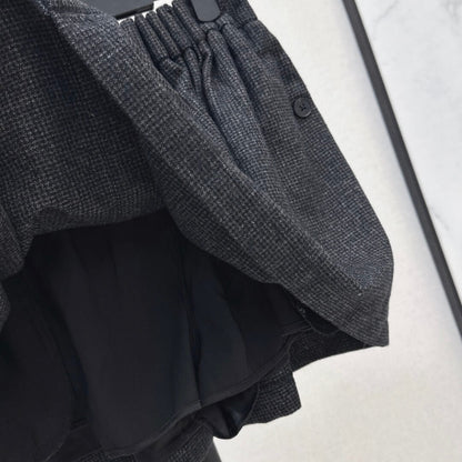 Vintage-Inspired Elegant Wool Flared Mini Skirt