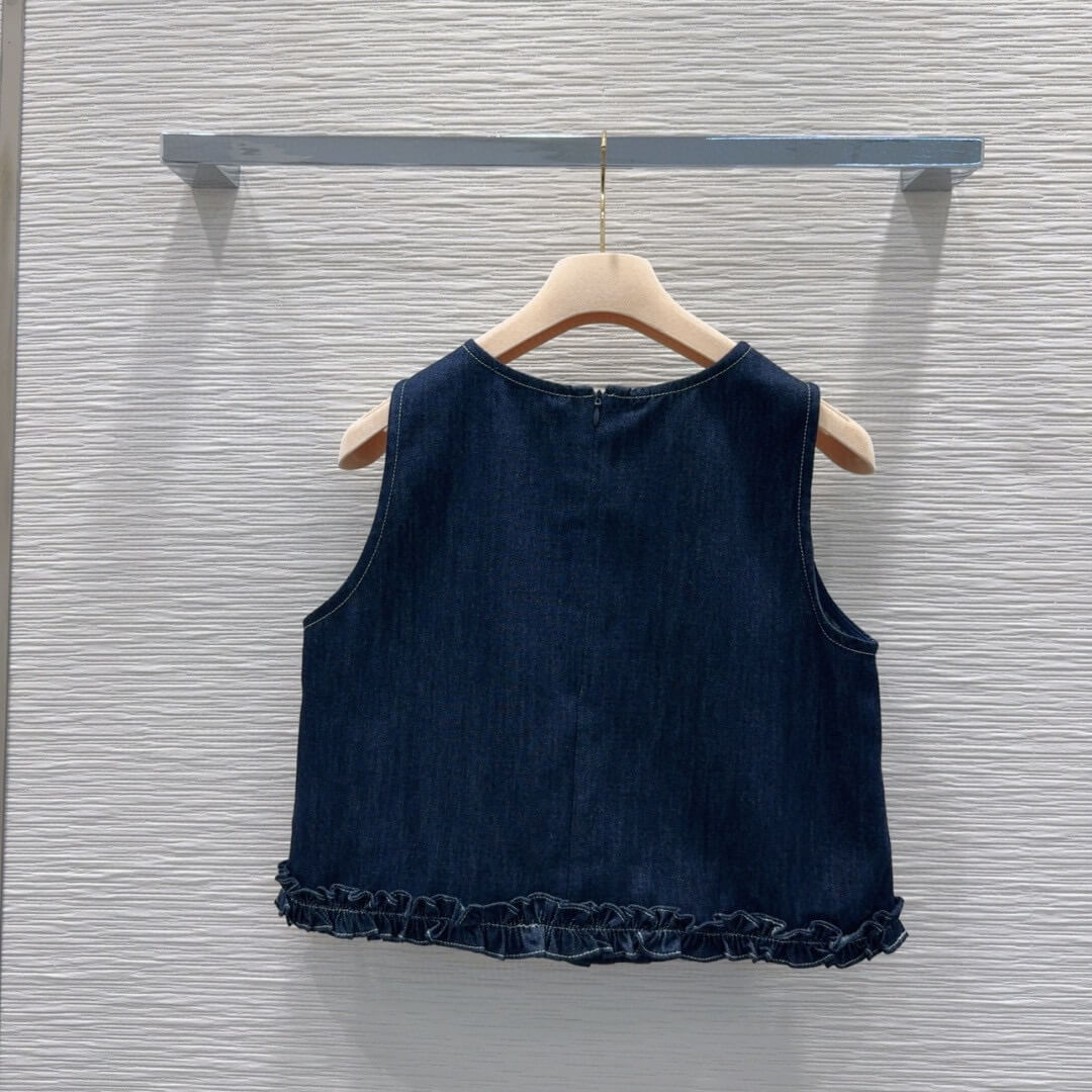 Classic Lightweight Denim Cropped Vest & Shorts Set