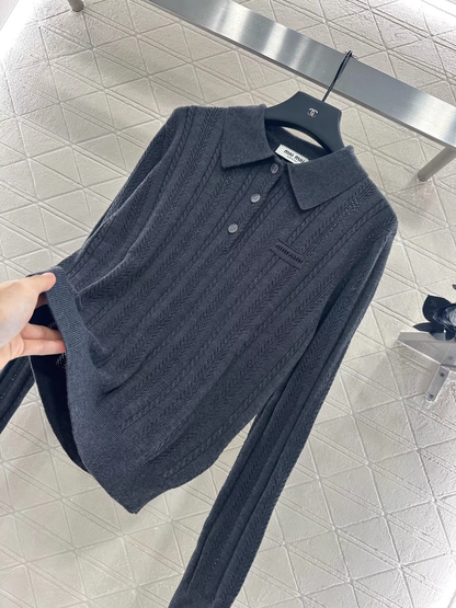 25 Fried Dough Twists lapel knitting sweater