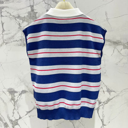 Color-Blocked Stripe Knit Blazer