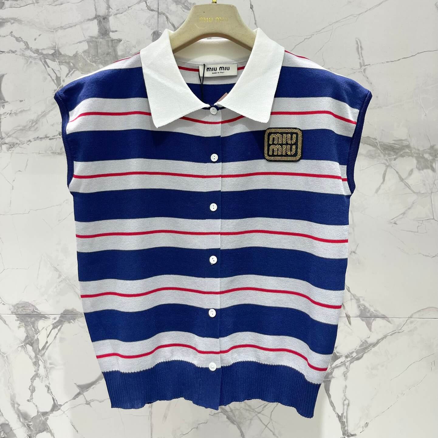 Color-Blocked Stripe Knit Blazer