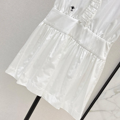 V-Neck Flounced Hem Dress