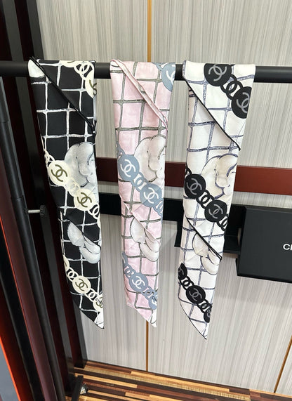 C 25 Camellia Series Tri-color Silk Scarf