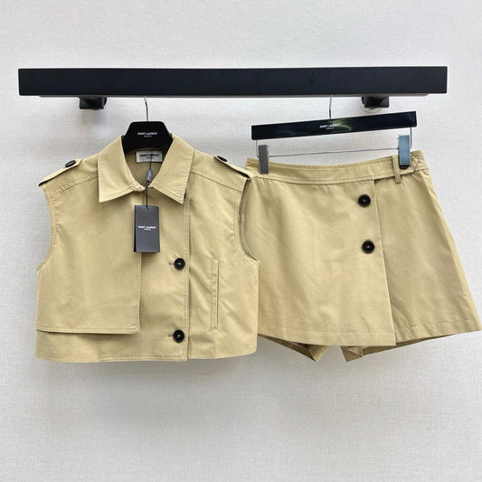 Classic Cropped Vest & Skort Set