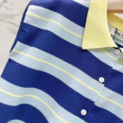 Color-Blocked Stripe Knit Blazer