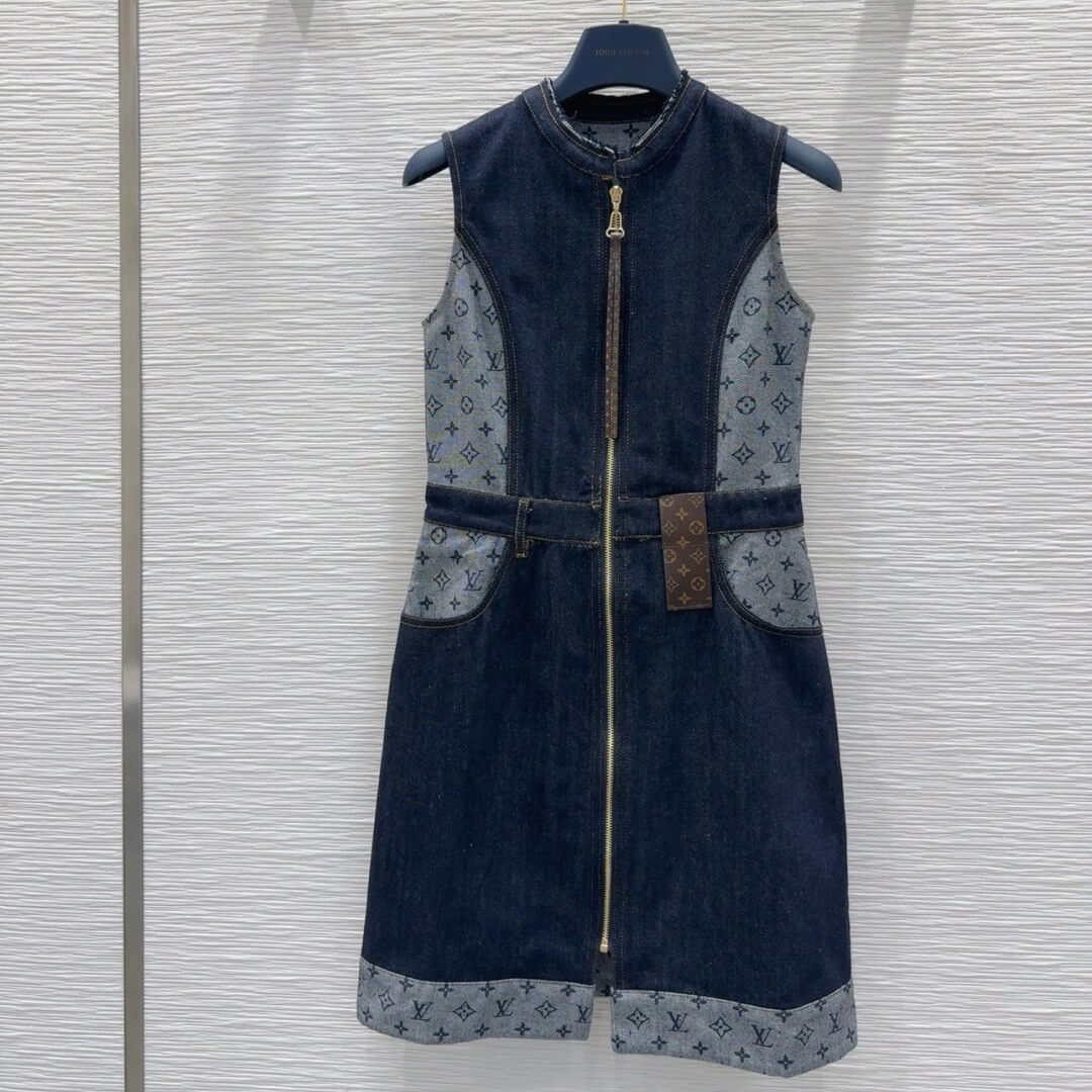 Modular Zip-Front Denim Dress