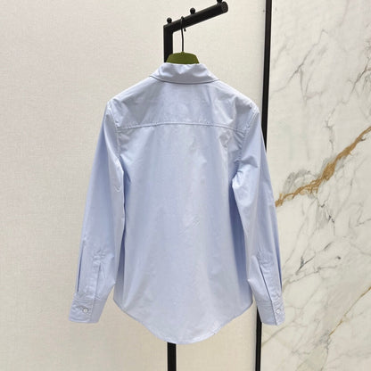 Minimalist 3D Floral & Butterfly Embroidered Blouse