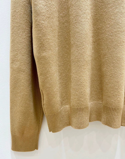 25 wool colorblock round neck knitted cardigan