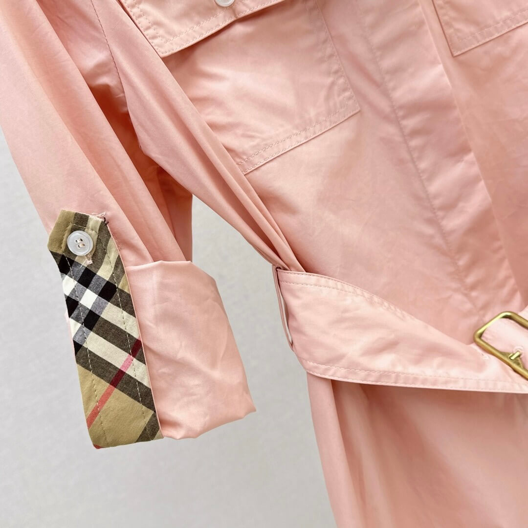 Cuff Plaid-Patch Embroidered Dress