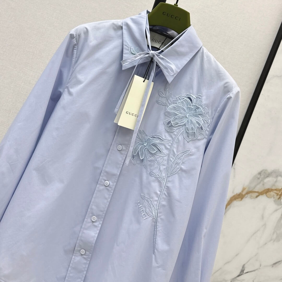 Minimalist 3D Floral & Butterfly Embroidered Blouse