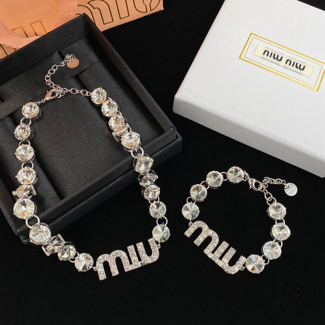 Elegant Diamond Chain Necklace & Bracelet Set