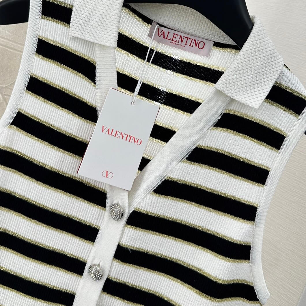 Striped Color-Block V-Neck Knit Vest