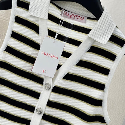 Striped Color-Block V-Neck Knit Vest