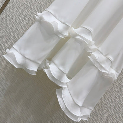 Classic Minimalist Solid Lace Trim Dress