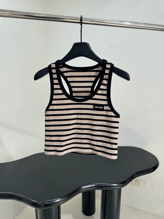 25SS New Wool Blended Striped Vest