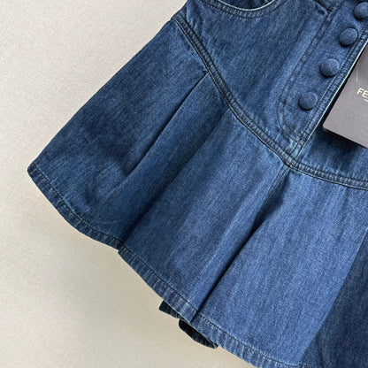 Low-Rise Button-Fly Denim Skort