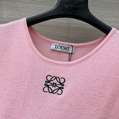 Embroidered-Logo Fitted Knit Tee