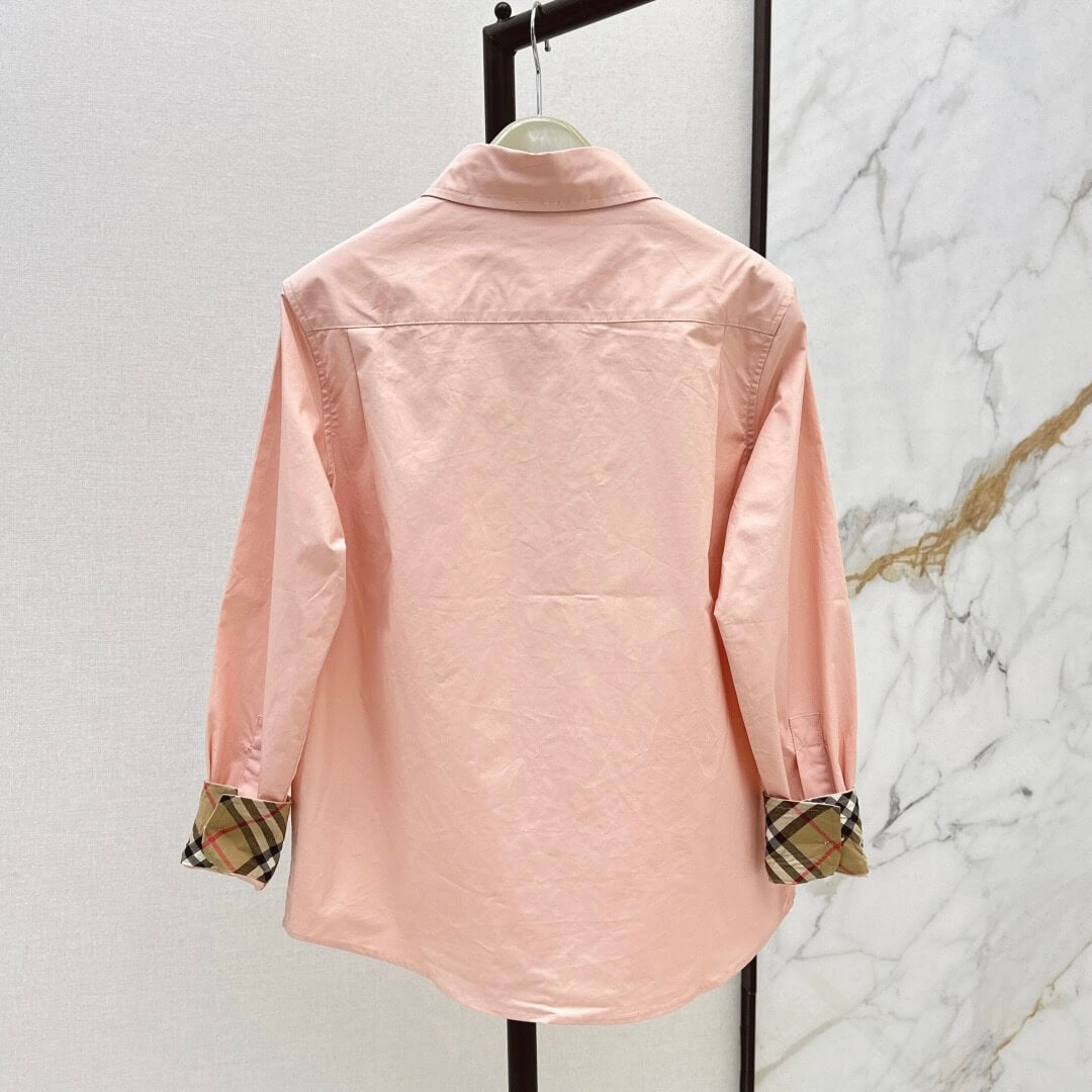 Cuff Plaid-Patch Embroidered Shirt