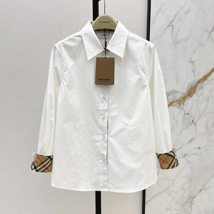 Cuff Plaid-Patch Embroidered Shirt