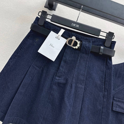 Tailored Denim A-Line Skirt