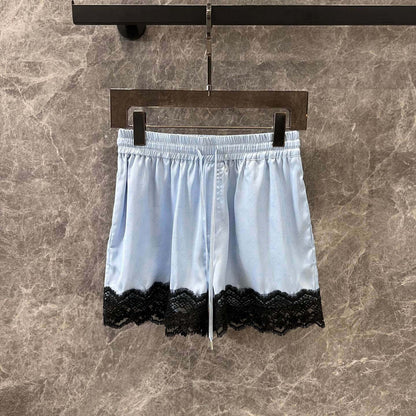 Lace Four-Leaf Clover Element Print Shirt & Shorts Set