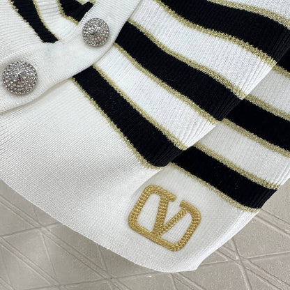 Striped Color-Block V-Neck Knit Vest