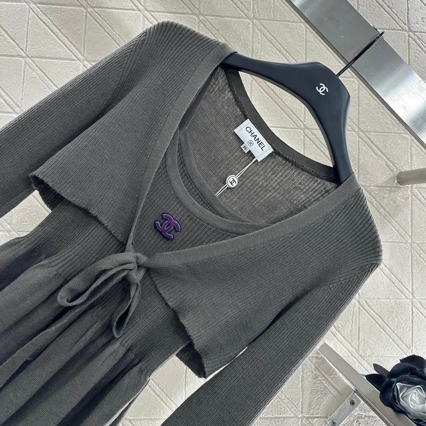 Ruffled Knit Cami and Cardigan Set