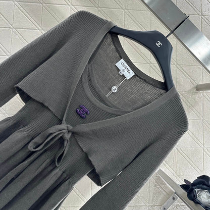 Ruffled Knit Cami and Cardigan Set