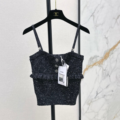 Layered Lace-Trimmed Glitter Camisole