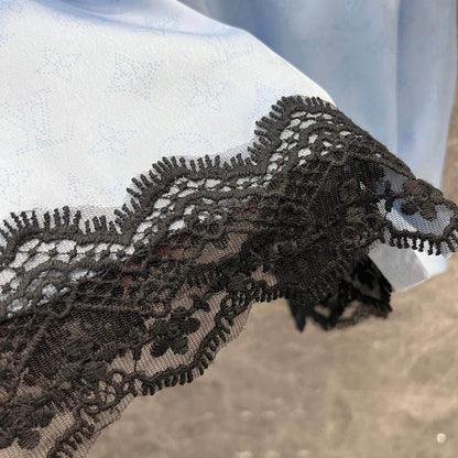 Lace Four-Leaf Clover Element Print Shirt & Shorts Set