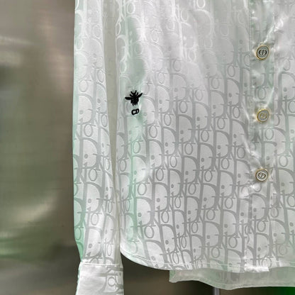 Fashionable Pearlescent Jacquard Fabric Letter Embroidery Shirt