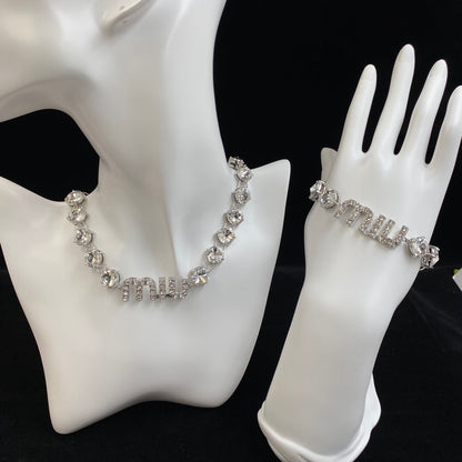 Elegant Diamond Chain Necklace & Bracelet Set
