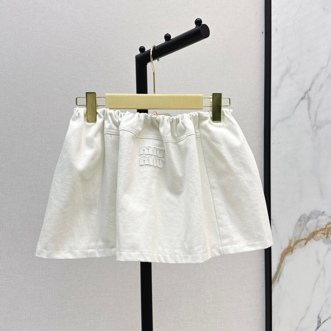 Preppy Vintage Denim Skirt with Elastic Waist