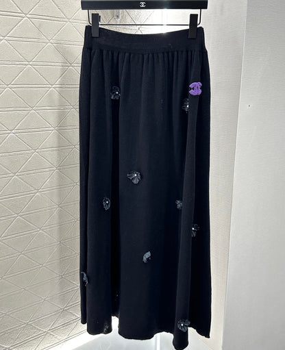 Elegant & Sophisticated Floral-Knit Short-Sleeve Skirt Set