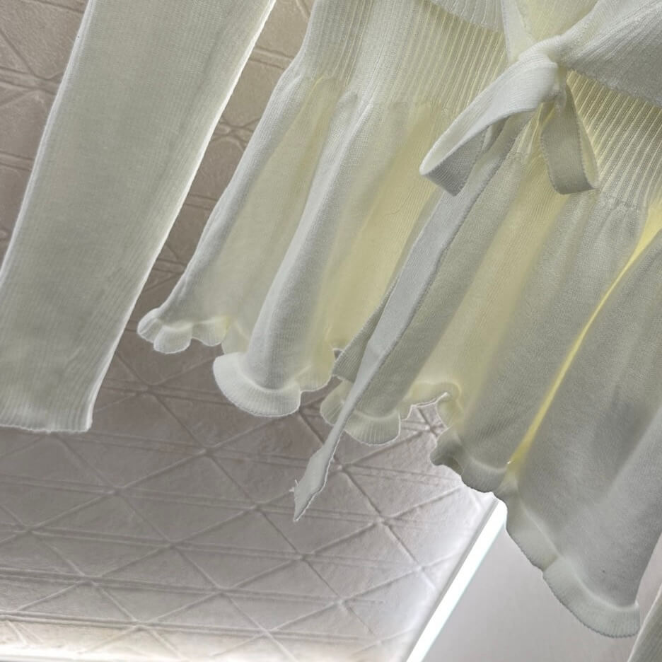 Ruffled Knit Cami and Cardigan Set