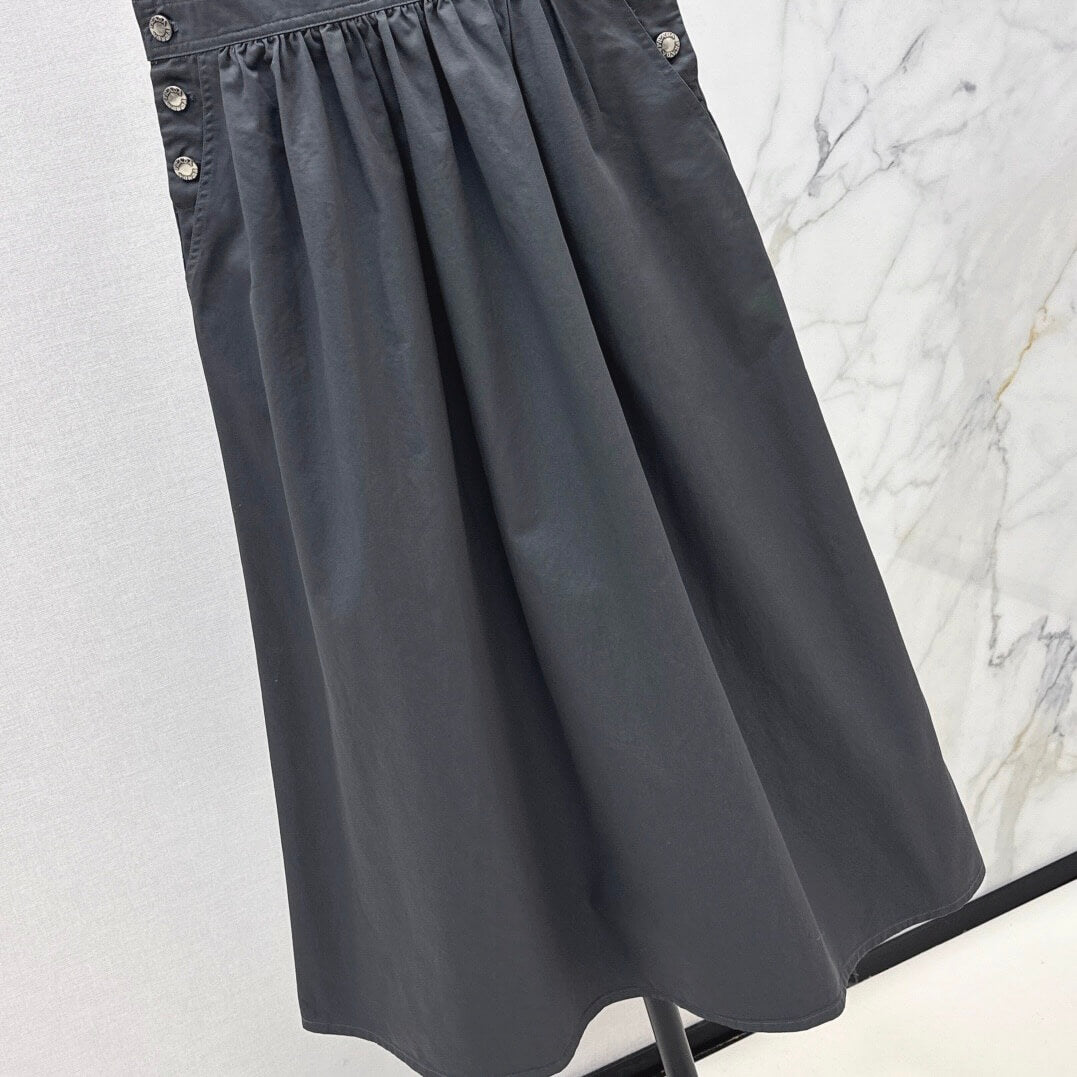 Playful Suspender Midi Skirt