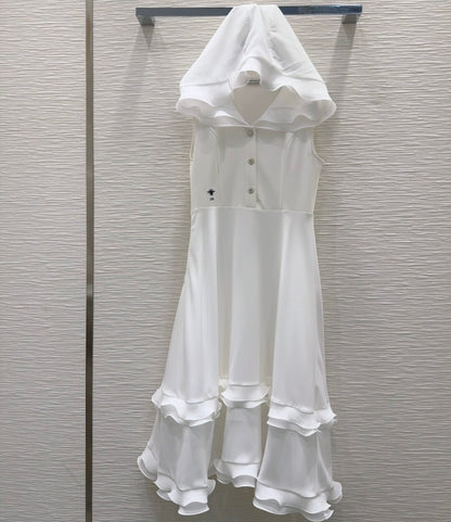 Classic Minimalist Solid Lace Trim Dress