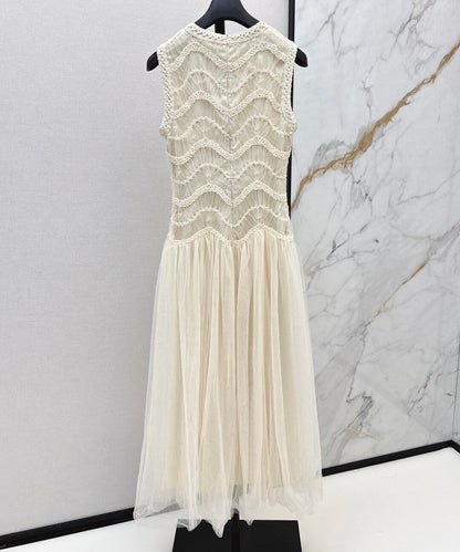 Crochet Lace-Paneled Sheer Dress