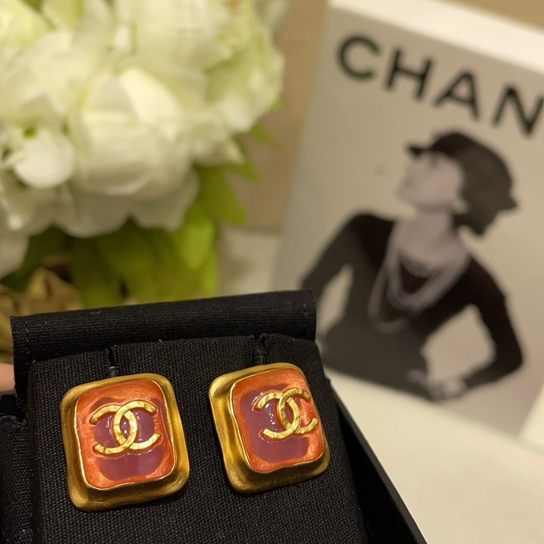 Vintage Rose Gold Square Stud Earrings