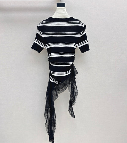 Deconstructed Lace-Knit Tee