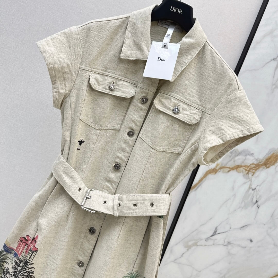 Artistic Print Notch-Collar Dress