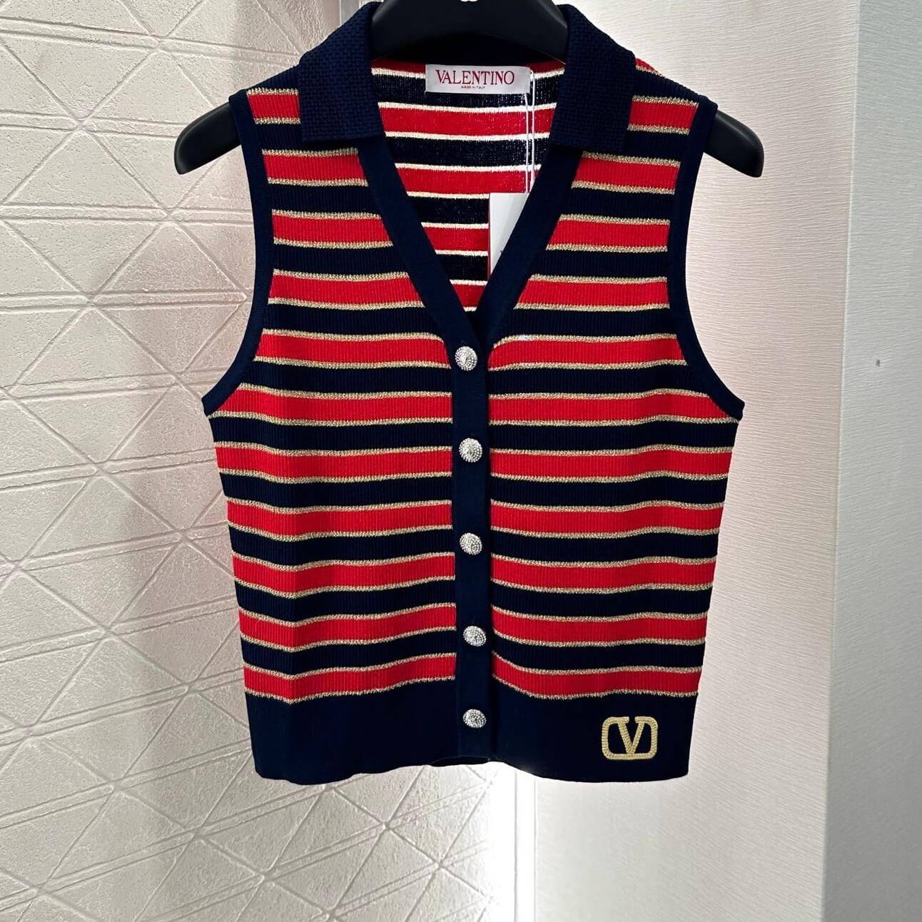 Striped Color-Block V-Neck Knit Vest