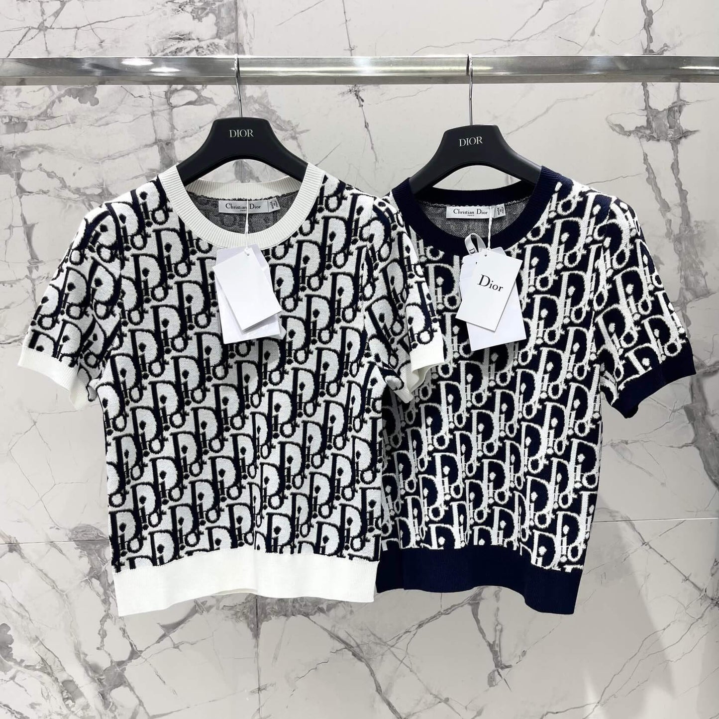 Bias-Color Jacquard Short Sleeve