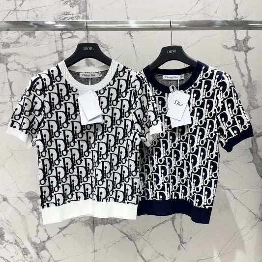 Bias-Color Jacquard Short Sleeve