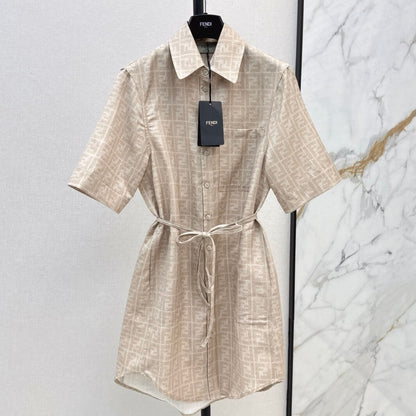 Casual Chic Letter-Print Shirt Dress