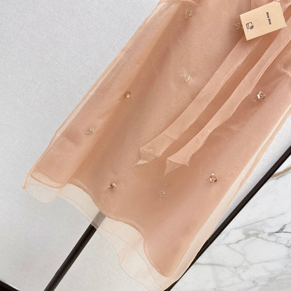 Sweetheart Neckline Dress with Bow-Tie Ribbon & Crystal Embellishments