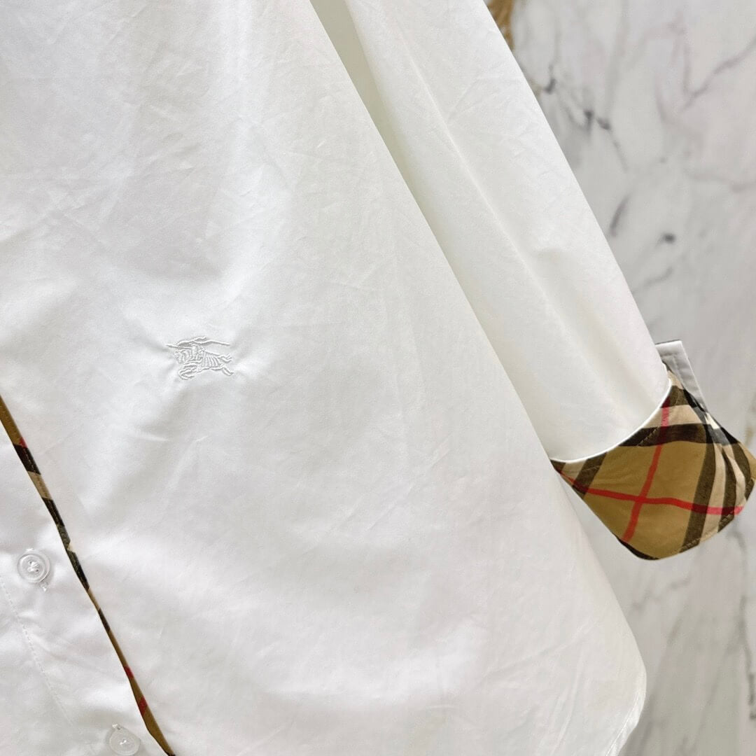 Cuff Plaid-Patch Embroidered Shirt