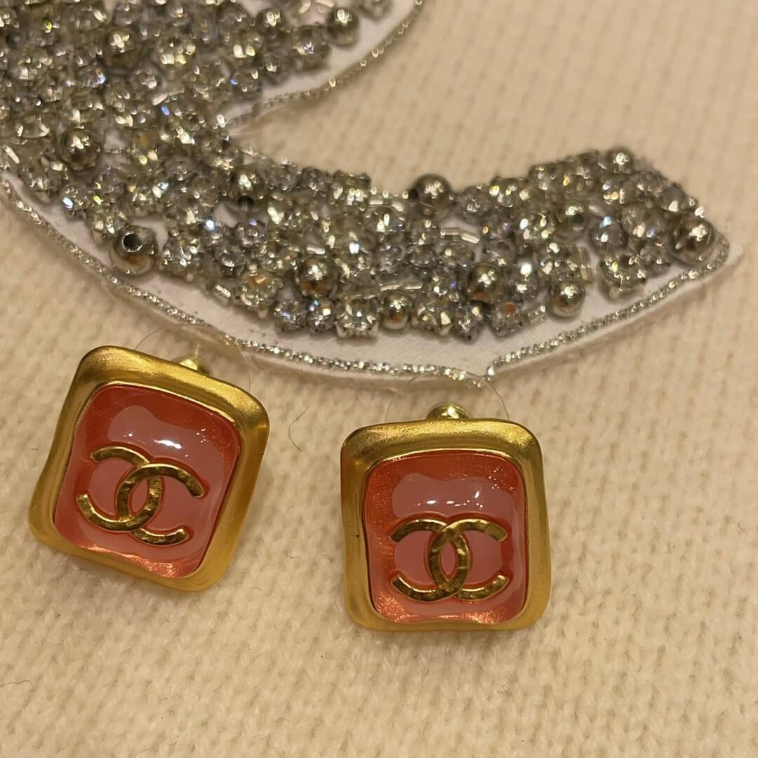 Vintage Rose Gold Square Stud Earrings